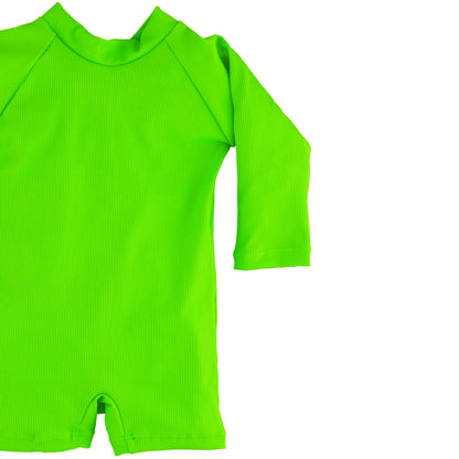 "Green Gecko" Solid Ribbed Sunsuit