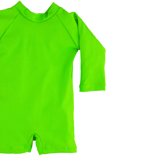 "Green Gecko" Solid Ribbed Sunsuit