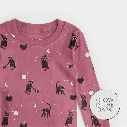 Witchy Cats Glow in the Dark on Plum PJ Set