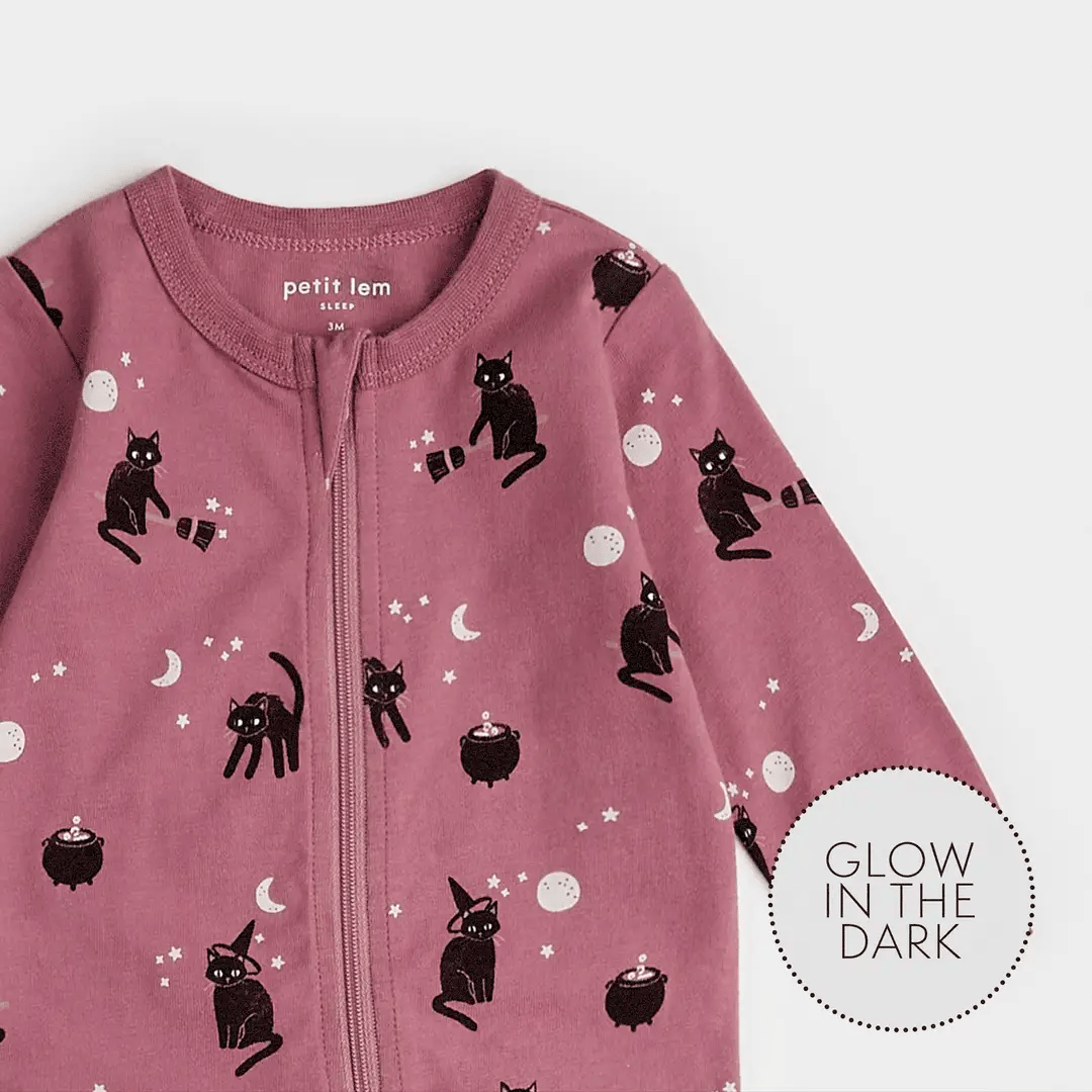 Witchy Cats Glow in the Dark on Plum Sleeper