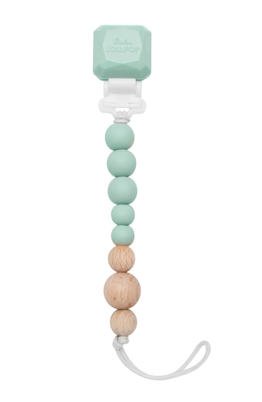Mint Colour Pop Silicone & Wood Pacifier/Teether Clip