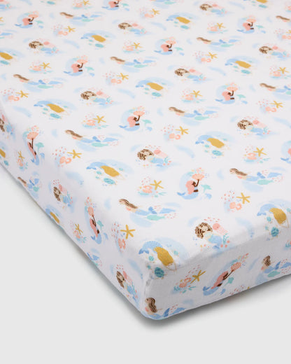 Mermaids Muslin Fitted Crib Sheet