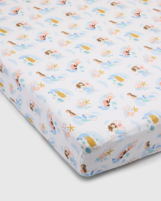 Mermaids Muslin Fitted Crib Sheet