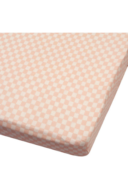 Pink Checkerboard Muslin Fitted Crib Sheet