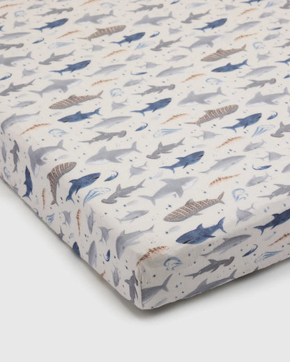 Sharks Muslin Fitted Crib Sheet
