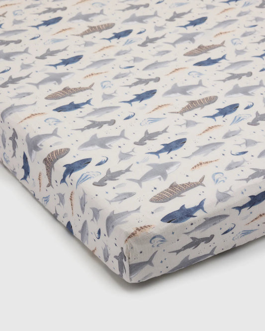 Sharks Muslin Fitted Crib Sheet