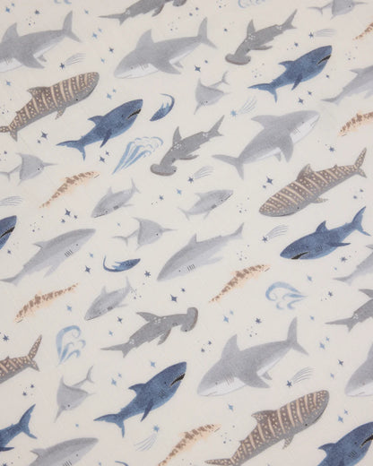 Sharks Muslin Fitted Crib Sheet