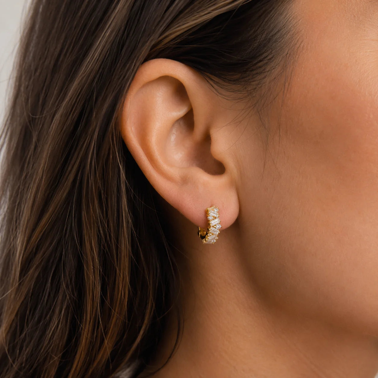Zig Zag Baguette Hoops