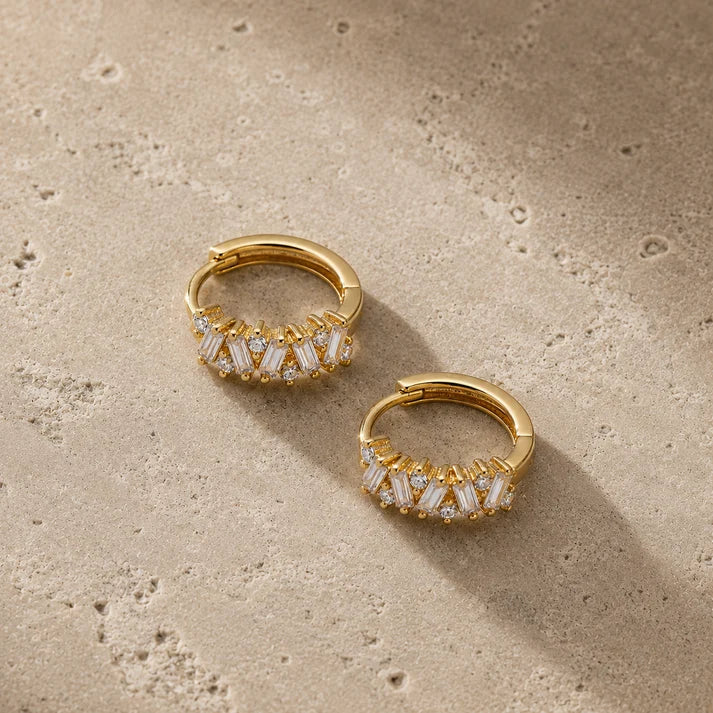 Zig Zag Baguette Hoops