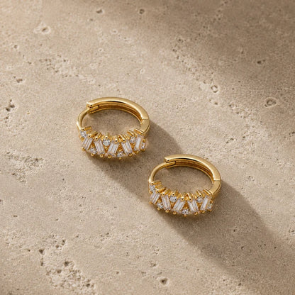 Zig Zag Baguette Hoops
