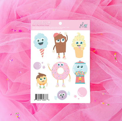Bubble Gum Peel + Play Cling Stickers