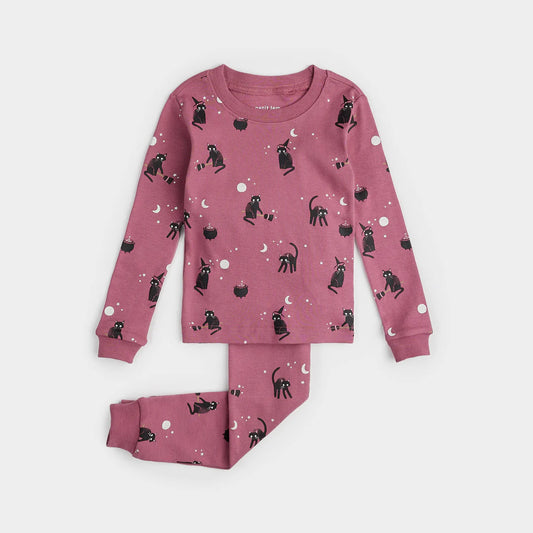 Witchy Cats Glow in the Dark on Plum PJ Set