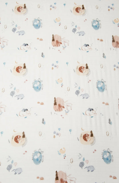 Cozy Forest Muslin Fitted Crib Sheet