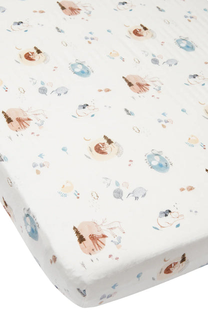 Cozy Forest Muslin Fitted Crib Sheet