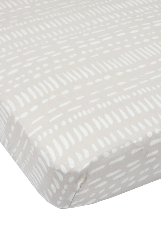 Grey Mudcloth Muslin Fitted Crib Sheet