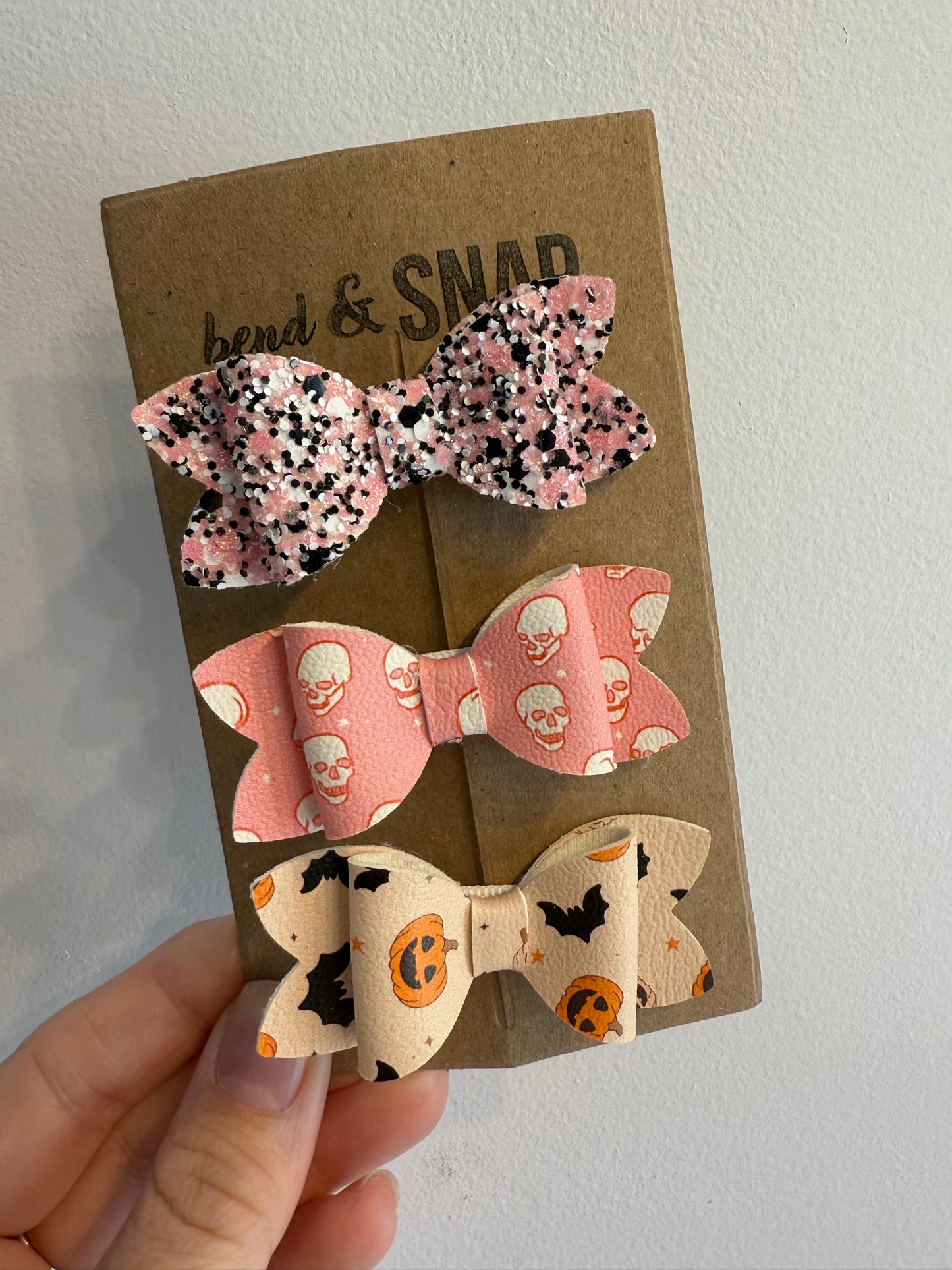 3 Pack Halloween Hair Bow Clips