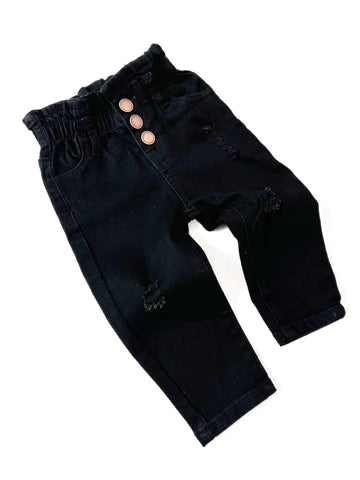 Black Paperbag Waist Denim