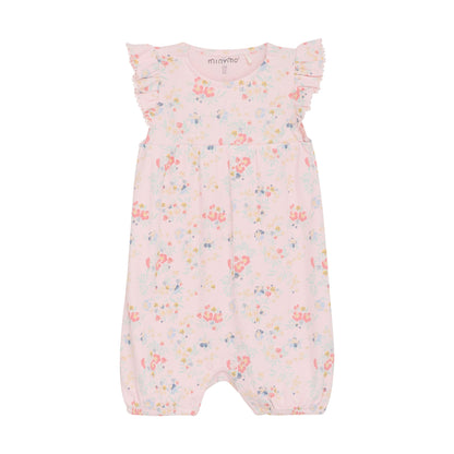 Floral Flutter Sleeve Ribbed Romper