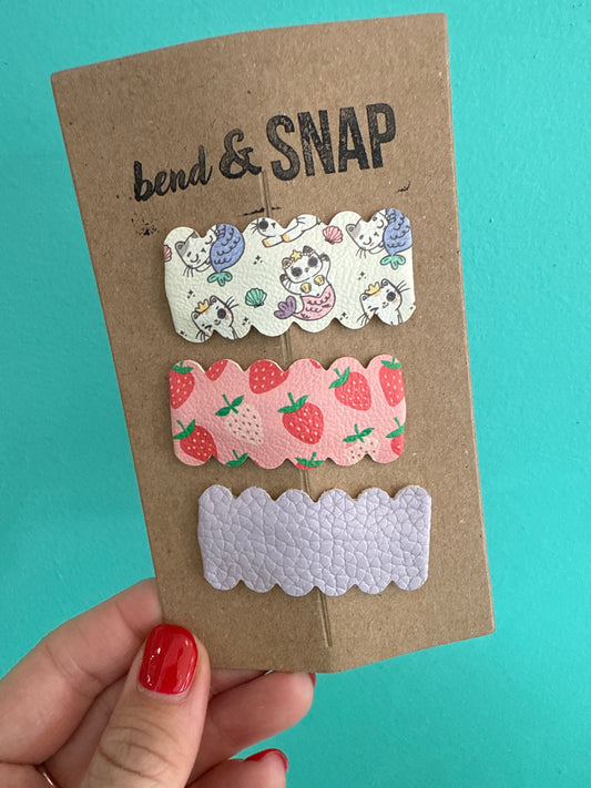 MerCats-Strawberries-Purple Snap Clips 3 Pack