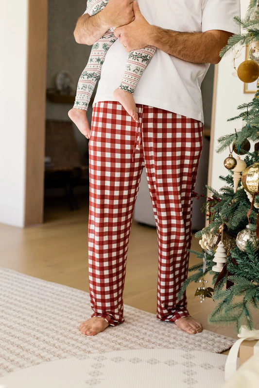 Red Gingham Men's Bamboo Lounge Pant