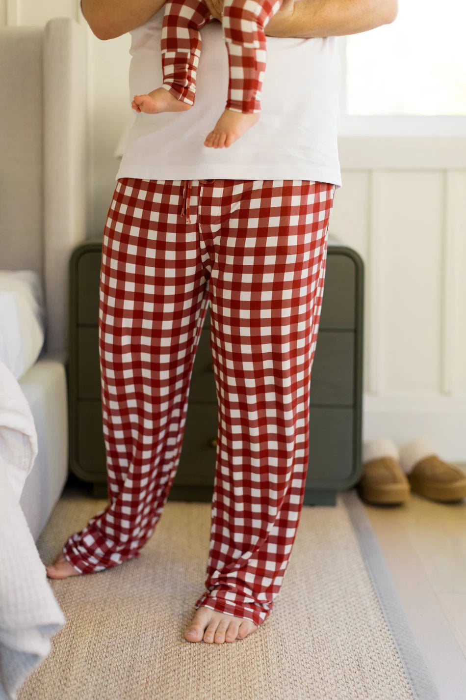 Red Gingham Men's Bamboo Lounge Pant