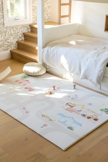 Padded Play Mat - Little Town & Latte Stripe