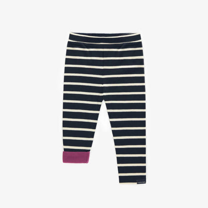 Baby Reversible Navy Stripe & Purple Leggings