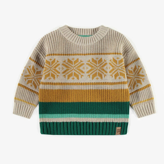 Beige/Gold/Green Sweater