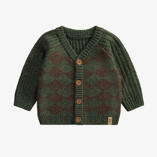 Dark Green/Brown Button Up Sweater