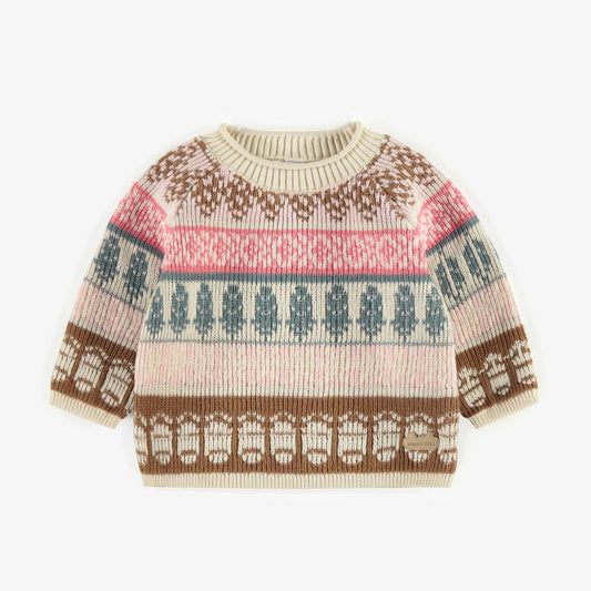 Baby Pink & Borwn Knitted Sweater