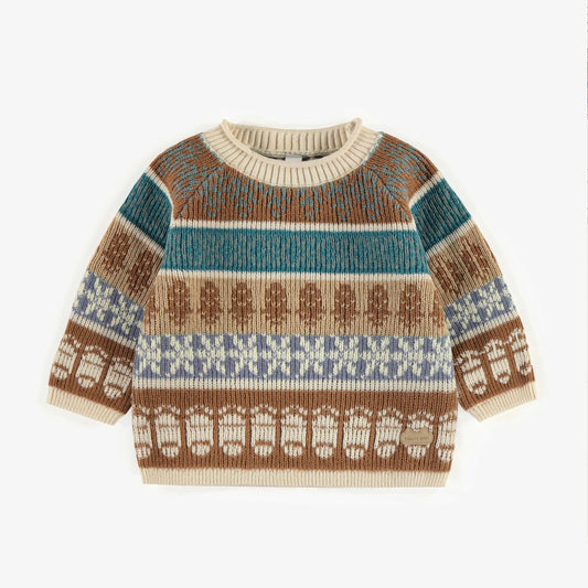 Baby Blue & Brown Knitted Sweater