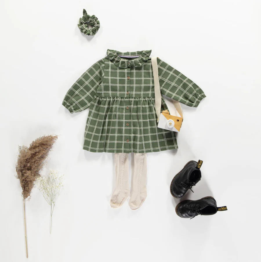 Green Plaid Jersey Dress