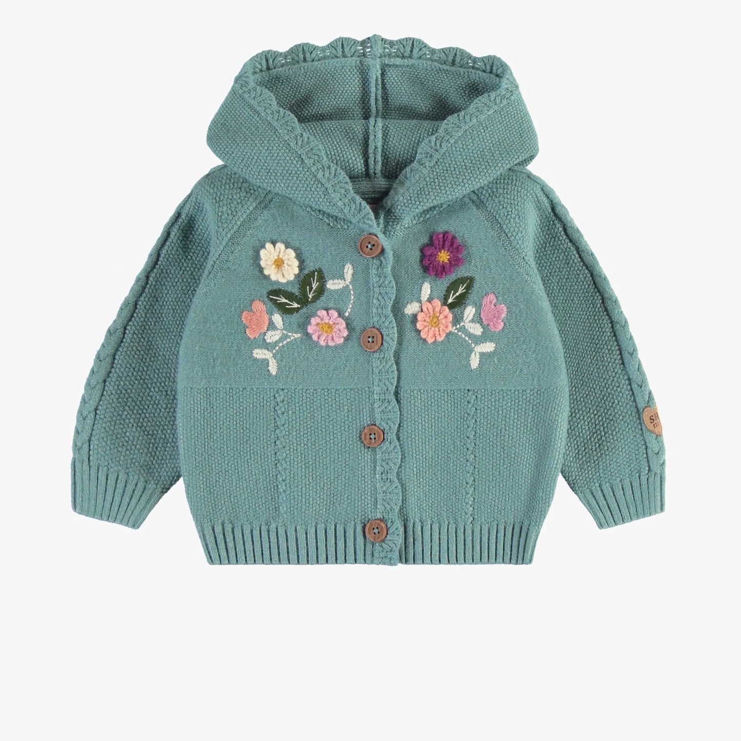 Ash Blue Knitted Floral Sweater- Baby