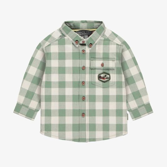 Green & Cream Flannel Button Up