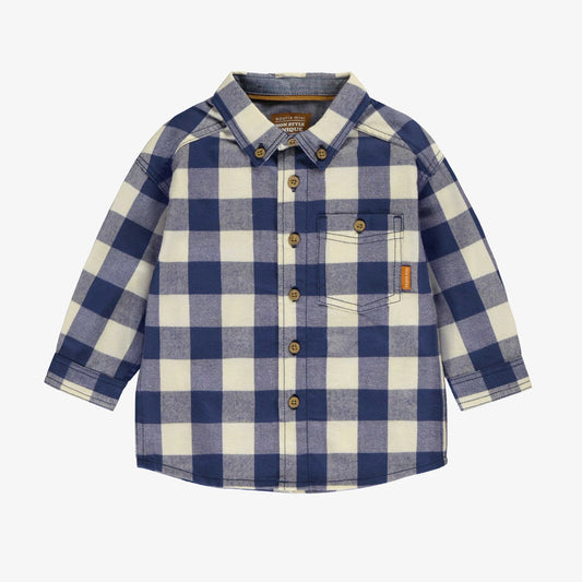 Baby Steel Blue & Cream Plaid Shirt