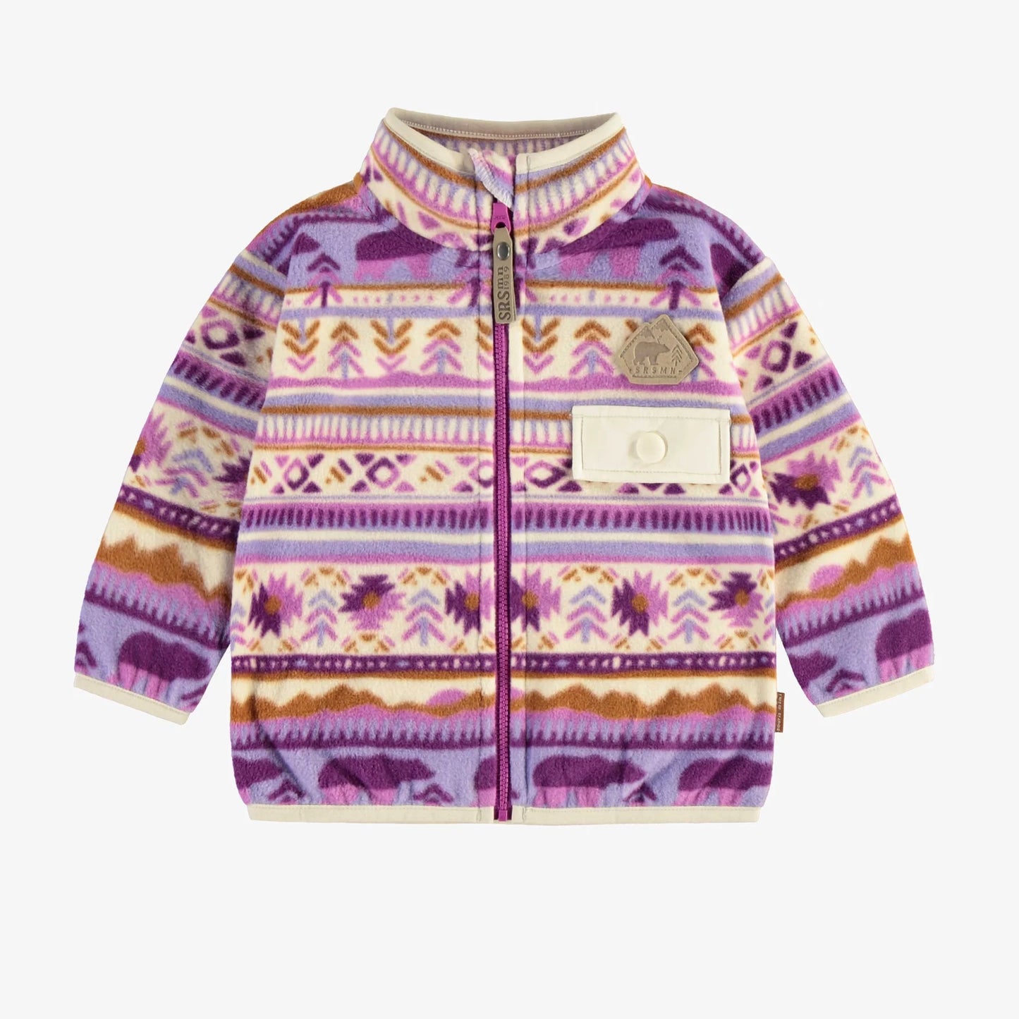 Purple & Cream Fleece Zip Up