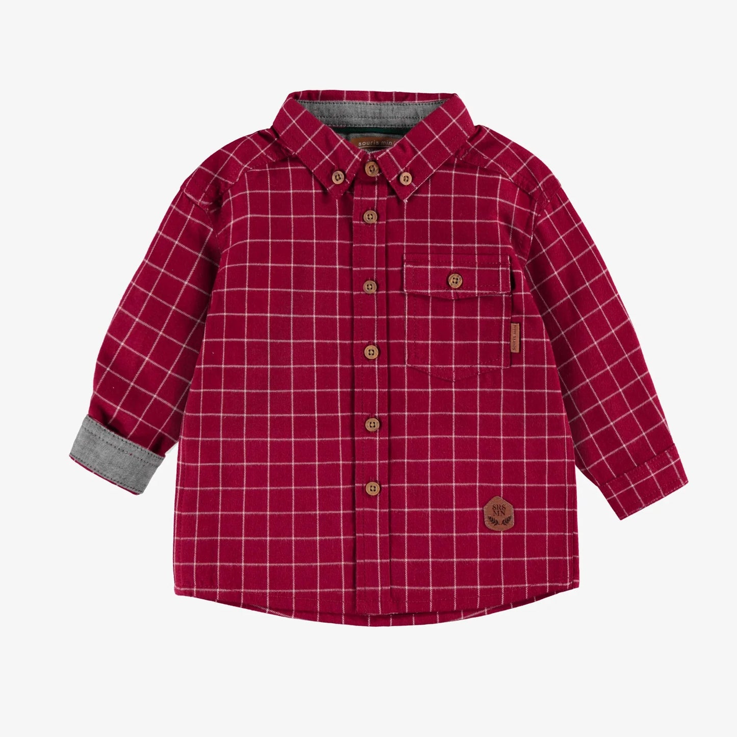 Red Plaid Brushed Flannel Button Up Shirt