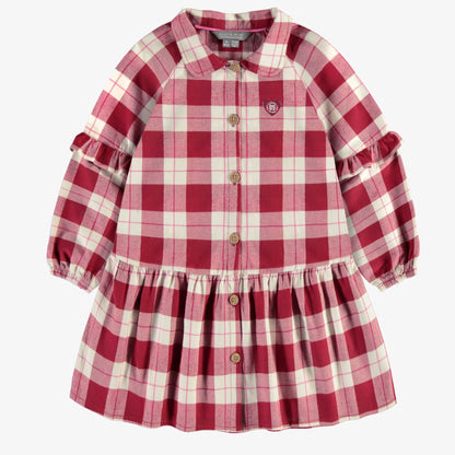 Red & Cream Plaid Dress in Flannel