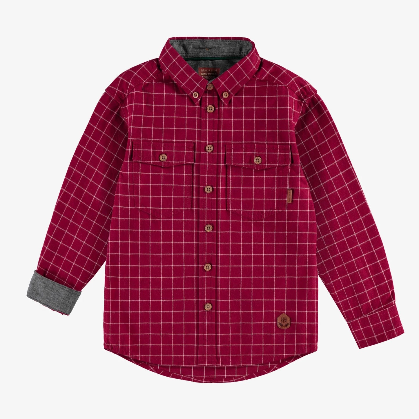 Red Plaid Brushed Flannel Button Up Shirt