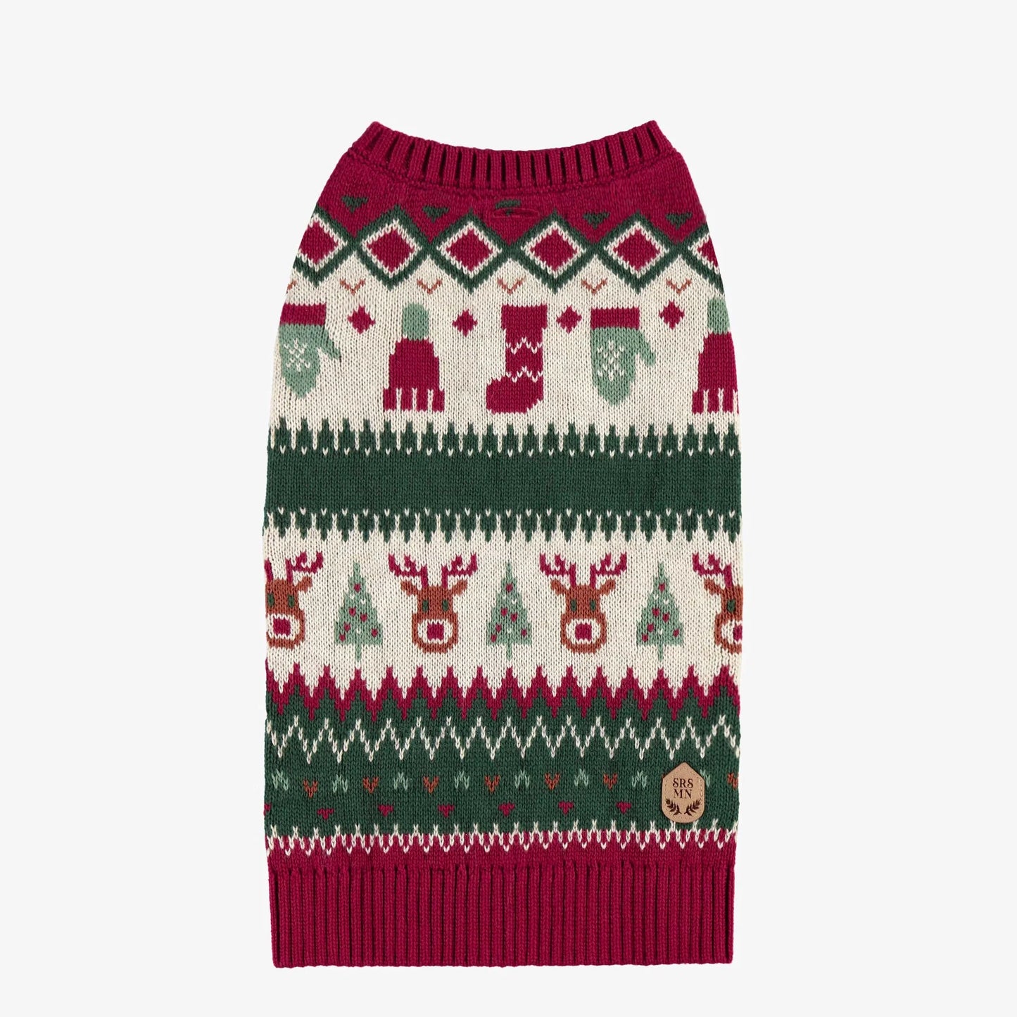 Red & Green Knit Holiday Sweater for Animals