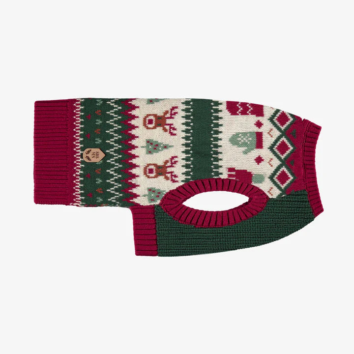 Red & Green Knit Holiday Sweater for Animals