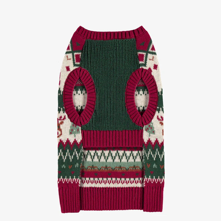 Red & Green Knit Holiday Sweater for Animals