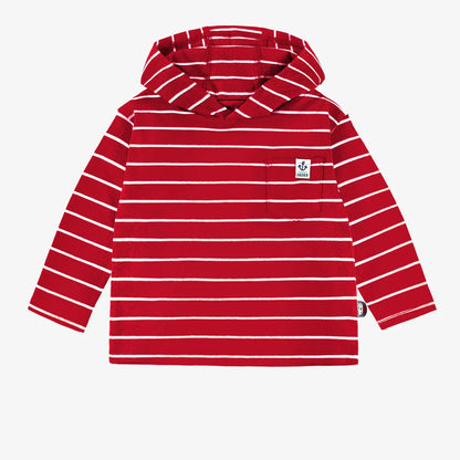 Red Striped Hooded T-shirt