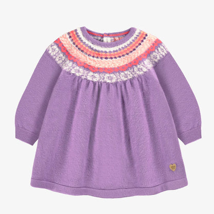 Purple Knitted Dress With Pattern