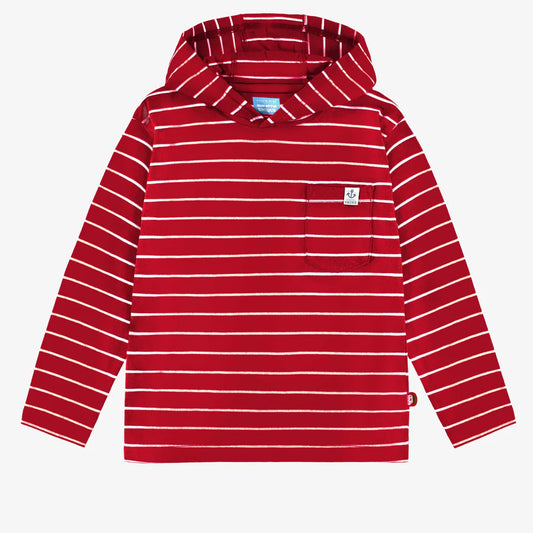 Red Striped Hooded T-shirt