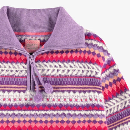 Kids Purple Knitted Sweater With Patterns