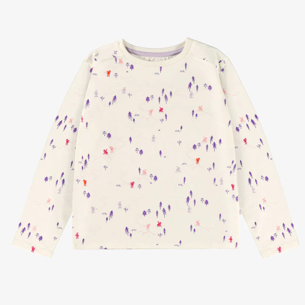 Kids Cream/Purple T-shirt Ski Pattern
