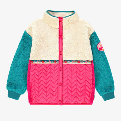 Children's pink and turquoise plush jacket