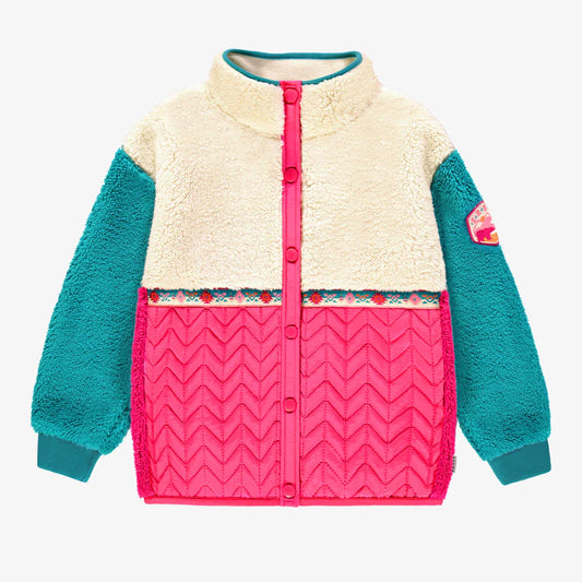 Children's pink and turquoise plush jacket