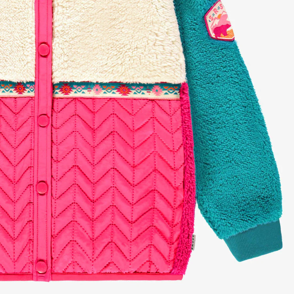 Children's pink and turquoise plush jacket